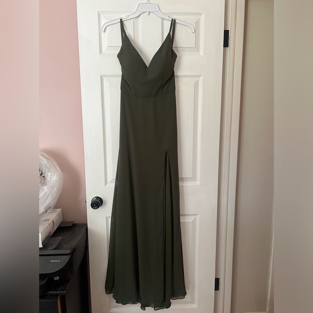 Olive green bridesmaid dress